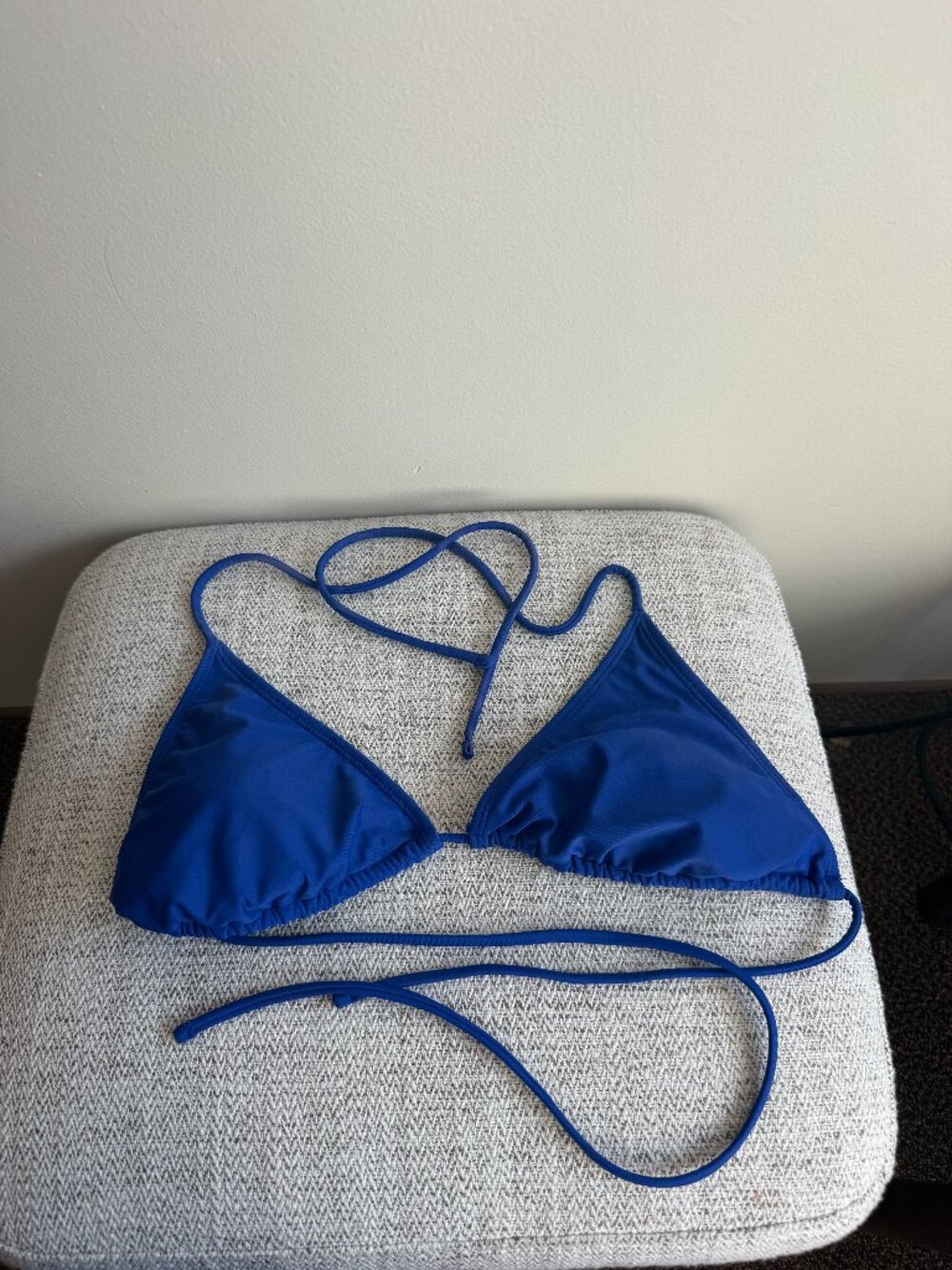 Blue triangle bikini top